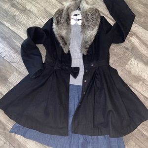 2B Bebe Black faux fur Pea coat